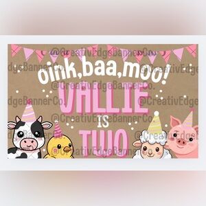 Farm Animal Birthday Banner
